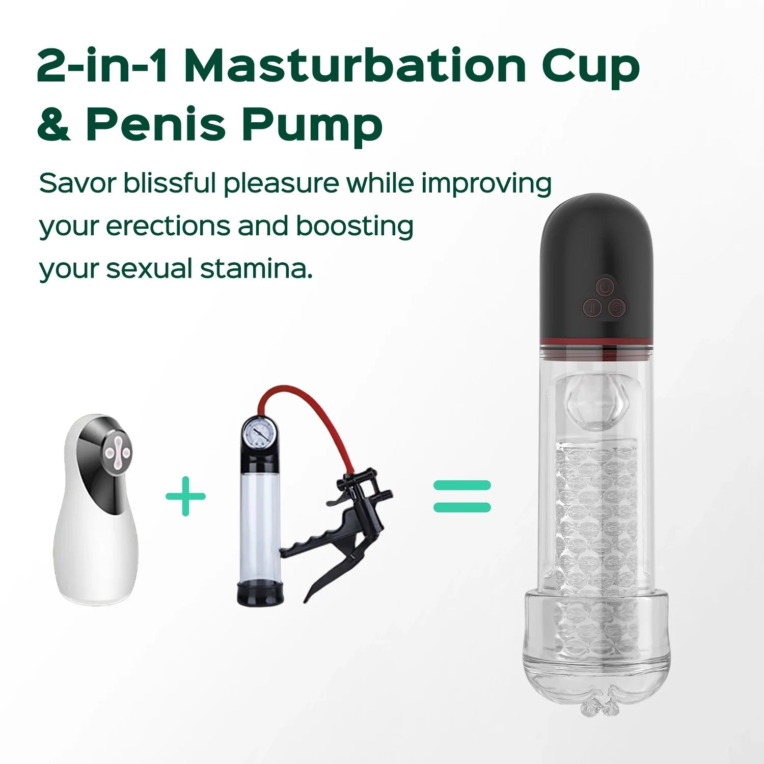 Kian - 2-in-1 Masturbation Cup & Suction Penis Pump
